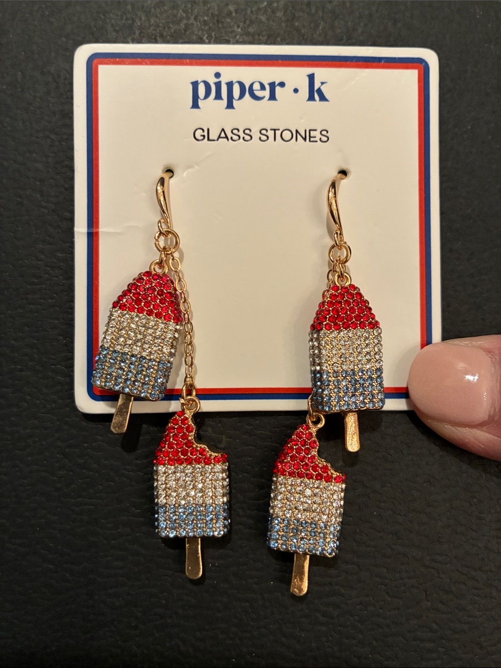 piper·k Red White Blue Rocket 🚀 Popsicle Dangle Earrings